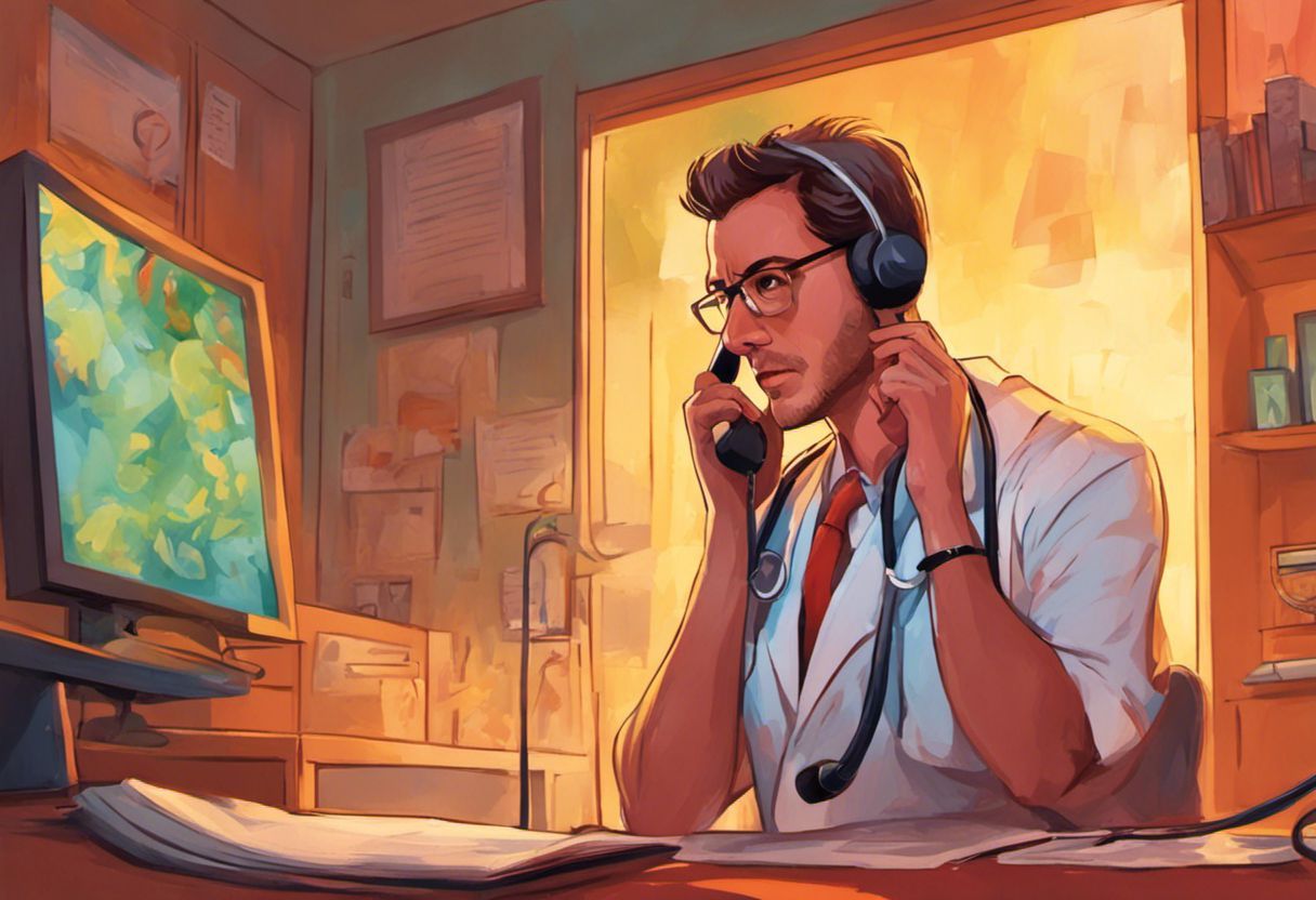 Illustration colorée d'un médecin qui prend un appel